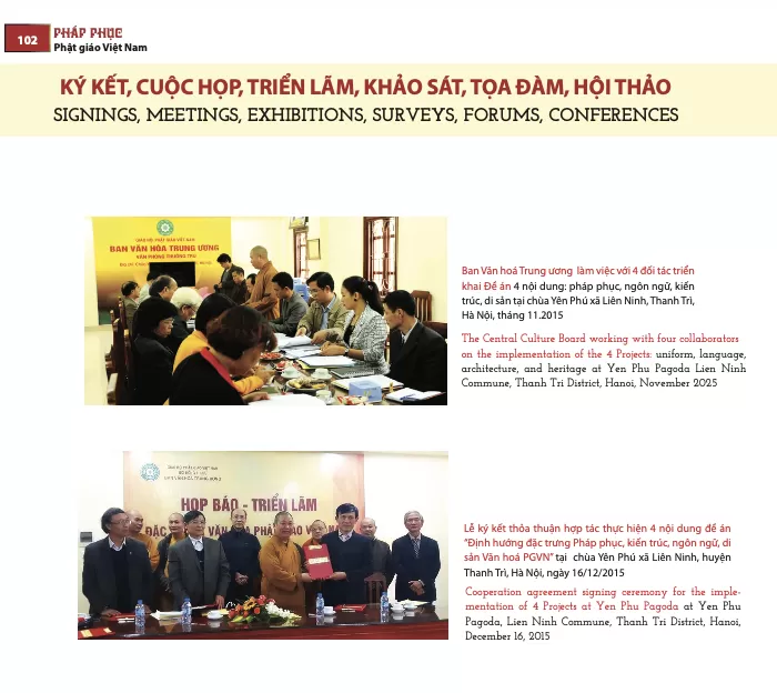 Pháp phục Phật giáo Việt Nam: Phụ lục - Ký kết, cuộc họp, triển lãm, khảo sát, toạ đàm, hội thảo